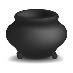 Cauldron pot mockup. Realistic illustration of cauldron pot vector mockup for web design isolated on white background