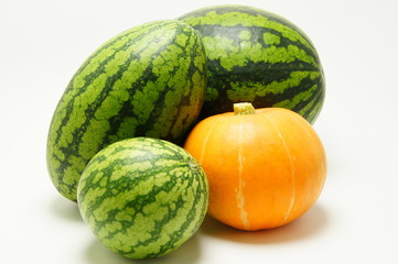 Pumpkin with watermelons.