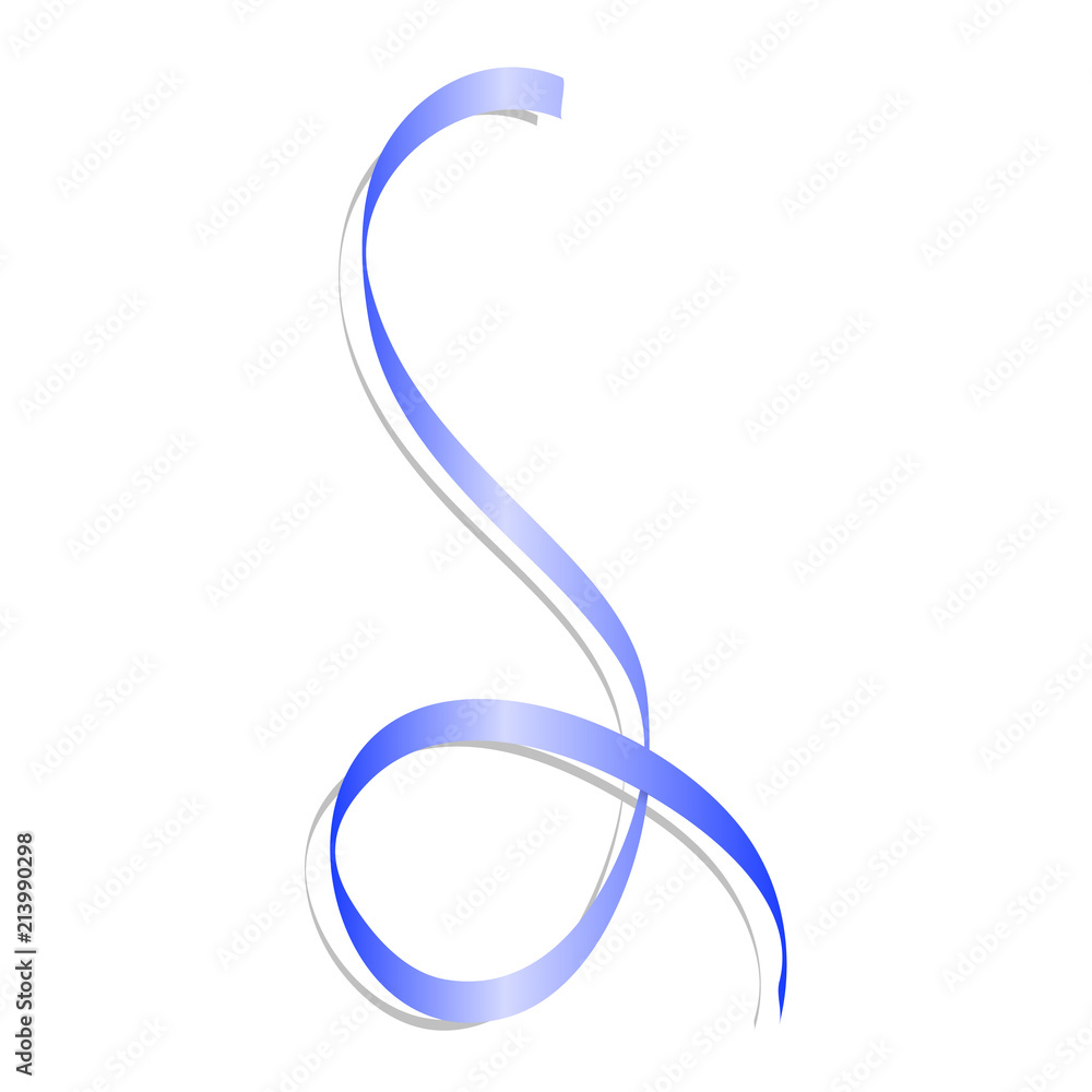 Poster blue curl ribbon mockup. realistic illustration of blue curl ribbon vector mockup for web design iso