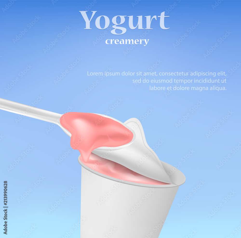 Poster yogurt concept background. realistic illustration of yogurt vector concept background for web design