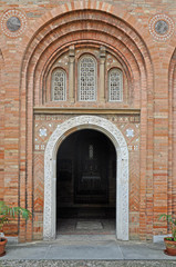 Fototapeta na wymiar Bologna, Italy, Saint Stephen basilica complex Pilate’s Backyard internal typical wall.
