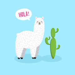Cute cartoon lama, doodle vector. character sticker patche © yepifanovahelen