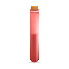 Red test tube mockup. Realistic illustration of red test tube vector mockup for web design isolated on white background