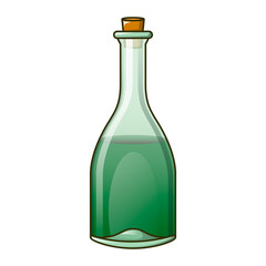 Green bottle icon. Cartoon of green bottle vector icon for web design isolated on white background