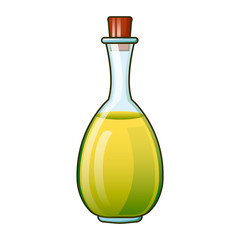 Olive oil virgin bottle icon. Cartoon of olive oil virgin bottle vector icon for web design isolated on white background