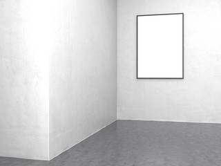 Blank white banner against light grey walls, 3d rendering