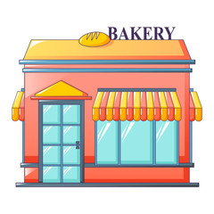 Bakery street shop icon. Cartoon of bakery street shop vector icon for web design isolated on white background