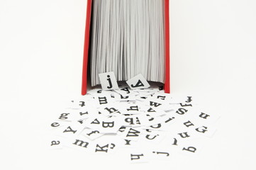 Letters falling from the book which costs.