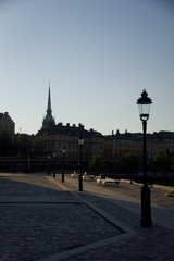 Fototapeta na wymiar Buildnings and landmarks on Riddarholmen and Old Town in Stockholm, Sweden