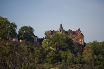 Obraz premium Old houses at Södermalm in Stockholm an early spring morning at sunsrise 