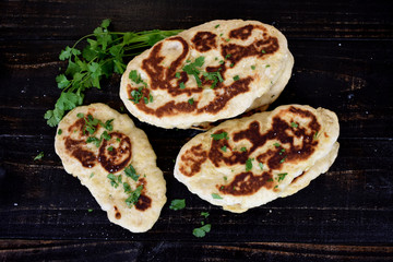 Naan Bread Garnished with Cilantro