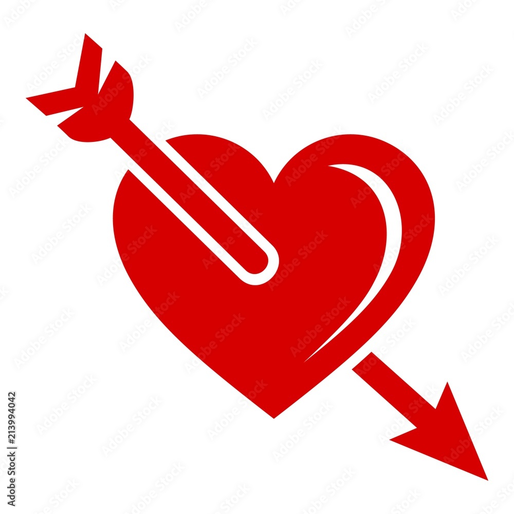 Aufkleber arrow in heart icon. simple illustration of arrow in heart vector icon for web design isolated on wh