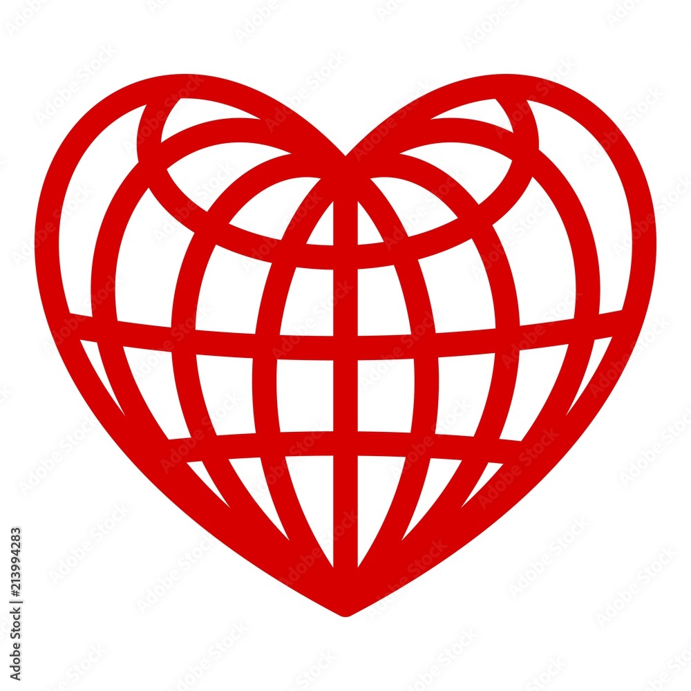 Poster heart of globe icon. simple illustration of heart of globe vector icon for web design isolated on wh