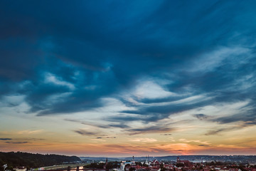 Aerial view of Kaunas city skyline, Lithuania