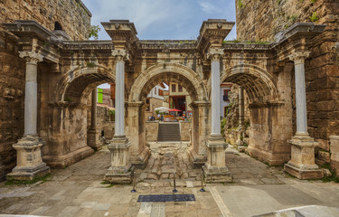 Fototapeta premium View of Hadrian's Gate in old city of Antalya