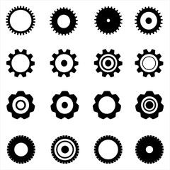 Set of flat icons of gears. Vector graphic illustration.