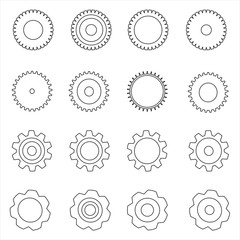 Set of flat icons of gears. Vector graphic illustration.