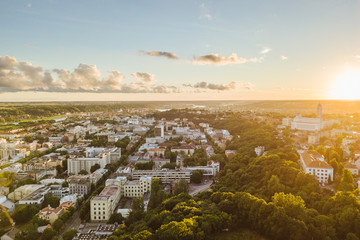 Aerial view of Kaunas city center, Lithuania