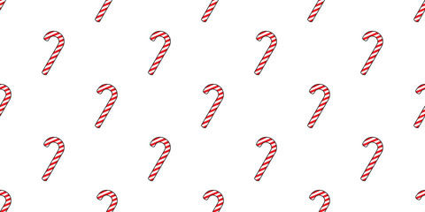 Candy canes seamless pattern Christmas vector Lollipop santa claus New year repeat wallpaper tile background scarf isolated