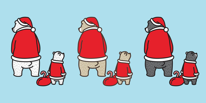 Bear vector Christmas polar bear Santa Claus cartoon character icon logo teddy illustration doodle