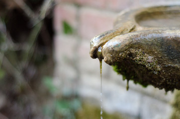Freezing fresh water source running dark background