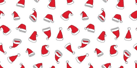 Christmas seamless pattern vector Santa hat scarf isolated illustration cartoon new year repeat wallpaper tile background red