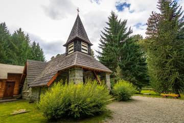 Fototapeta na wymiar Small Chapel Nuestra Senora de la Asuncion - Villa La Angostura, Patagonia, Argentina