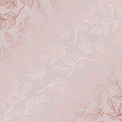 Rose gold. Vector pattern with branches