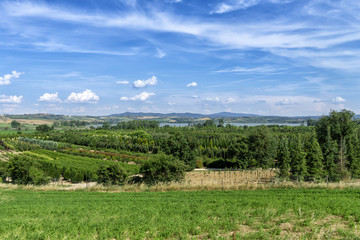 Obraz premium Blick von Porto über den Lago di Chiusi in Richtung Vaiano