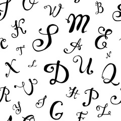 Seamless pattern. Hand written letters