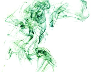 Green smoke on white background