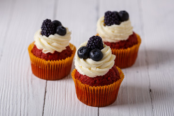 Tasty red velvet cupcakes.