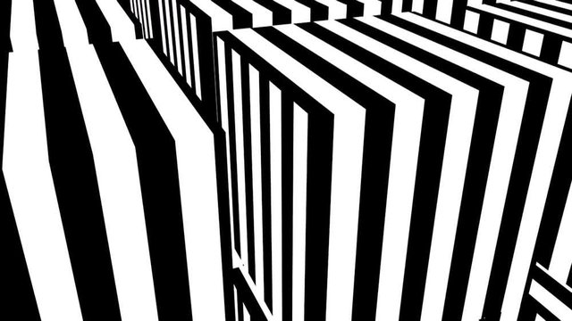 Black and white stripes. Computer generated abstract background, 3D rendering backdrop
