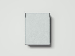 White cardboard box on white background, 3d rendering.