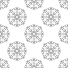 Floral round light ornament. Seamless abstract classic background with flowers. Pattern with repeating elements