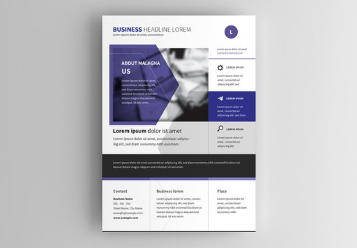 Business Flyer Layout wth Purple and Blue Accents