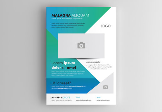 Business Flyer Layout wth Blue and Green Accents