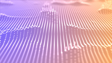 Retro colorful modern design of sound wave 3d illustration