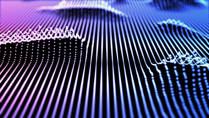 Retro colorful modern design of sound wave 3d illustration