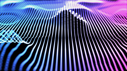 Retro colorful modern design of sound wave 3d illustration