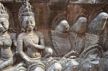 Fototapeta na wymiar cambodia sculpture ancient hindu temple angkor ruins
