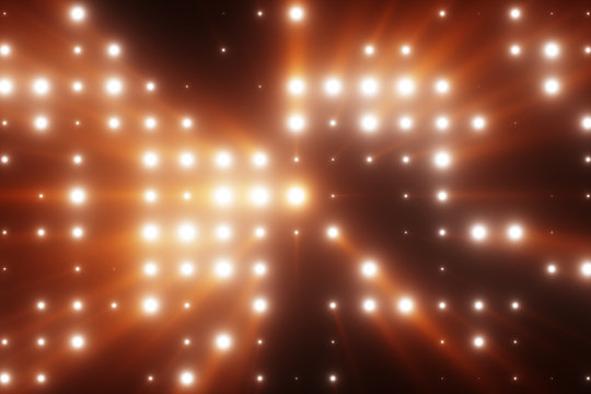 Bright flash of LED lights with rays of light 3d illustration