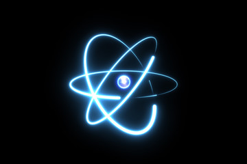 Icy atom circle magic shiny rotation around the core on a black background 3d illustration - obrazy, fototapety, plakaty