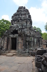 Naklejka premium cambodia ancient hindu temple angkor ruins stone asia