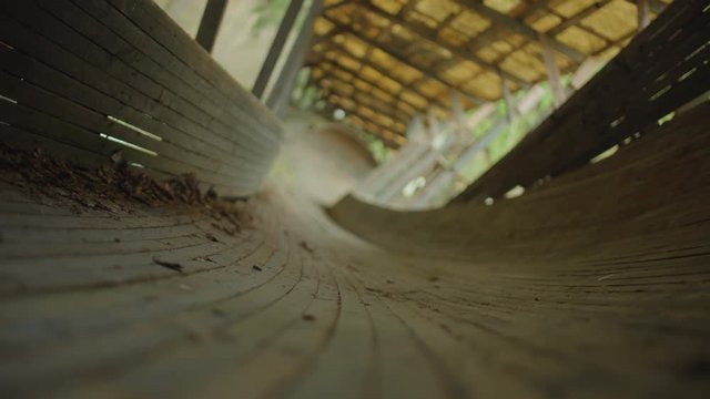 Old wooden sleigh and bobsleigh track