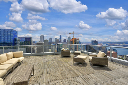 Luxury apartment building with Sky lounge on the roof.
