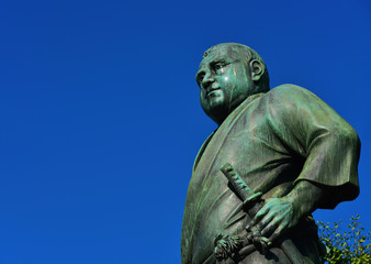 Saigo Takamori, the Last Samurai, bronze statue monument erected in 1898 in Ueno public park, Tokyo...