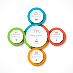 Infographic circular template with 4 options. Can be used for graph, diagram, presentation, report, web design. Vector illustration.