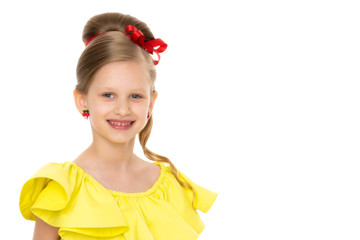 Portrait of a little girl close-up.