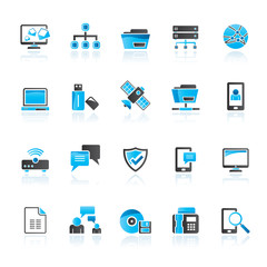 Connection, communication and network icons - vector icon set 